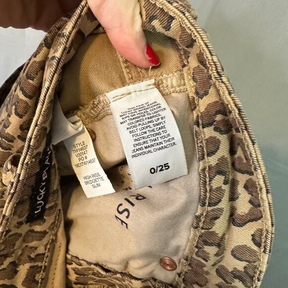 Lucky Brand Jeans 25 Leopard Print Brown High Rise Straight Bridgette Ankle - Picture 10 of 13